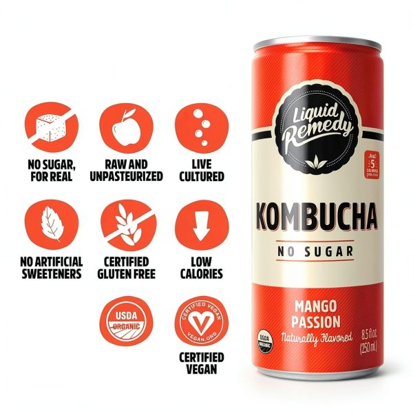 Liquid Remedy Mango Passion Kombucha Gut Health Drink-2