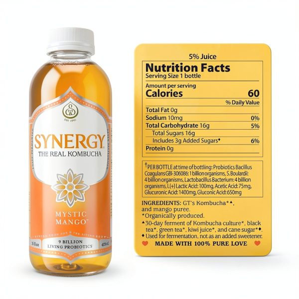 GTs Kombucha Mango Raw Probiotic Tea Gut Health Drink-1