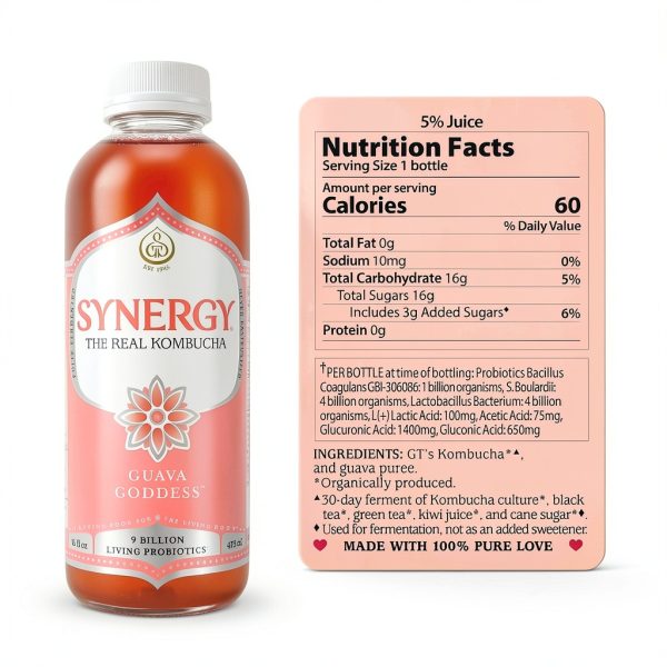 GT's Kombucha Guava Synergy 16oz Raw Probiotic-1