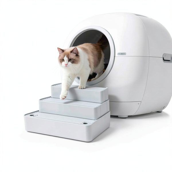 Adjustable Litter Box Step by Colewin 3‑Step Light Grey Cat Ramp-7