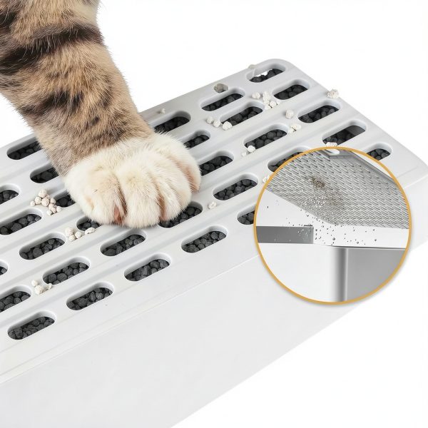 Adjustable Litter Box Step by Colewin 3‑Step Light Grey Cat Ramp-3
