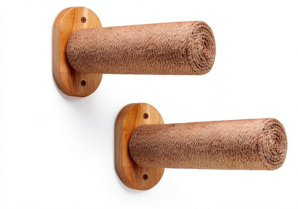 2-Pack Cat Wall Steps - Wooden Cat Shelves for Wall Mounting, Wall Shelves and Perches for Kittens & Adult Cats - Wall Furniture Set with Jute Rope for Scratching, Kneading, Climbing.-0