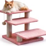 15H Multi Step Pet Stairs Furcato 3-Step with Teddy Fleece Pink-0
