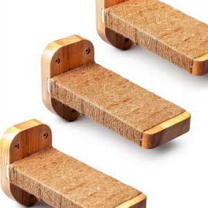 Cat Wall Steps Ladder by Coolex with Hemp Rope Shelves Standard Wood-0
