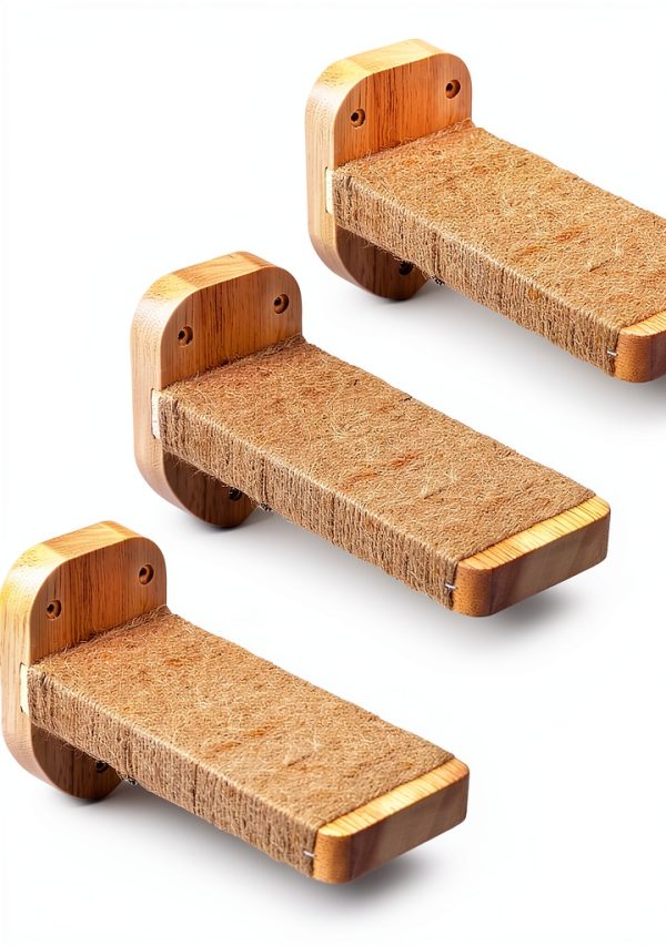 Cat Wall Steps Ladder by Coolex with Hemp Rope Shelves Standard Wood-0
