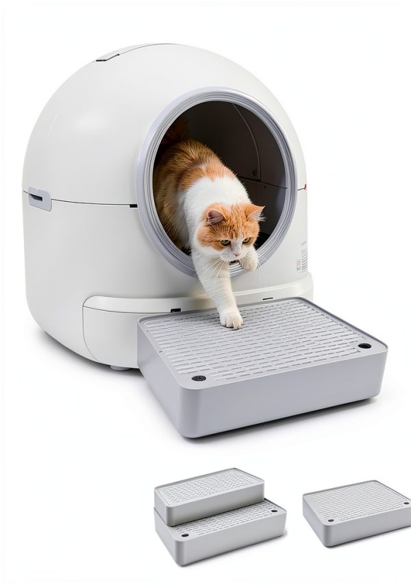 Adjustable Litter Box Step by Colewin 3‑Step Light Grey Cat Ramp-0