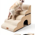 Extra Wide Dog Stairs with Tunnel by COZY KISS 5‑Step Beige-0