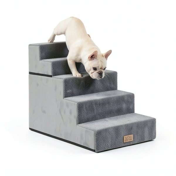 CCOZY KISS Dog Stairs 5 Tier Removable Wider Non Slip 23.6 H Grey-4