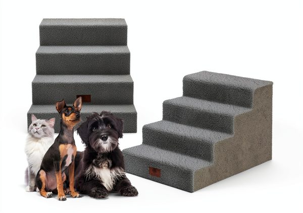 AKC 4-Step Pet Stairs – Durable, Non-Slip Steps for Small Dogs and Cats, Washable Cover, Simple No-Tool Assembly, Supports Up to 50 lbs-4