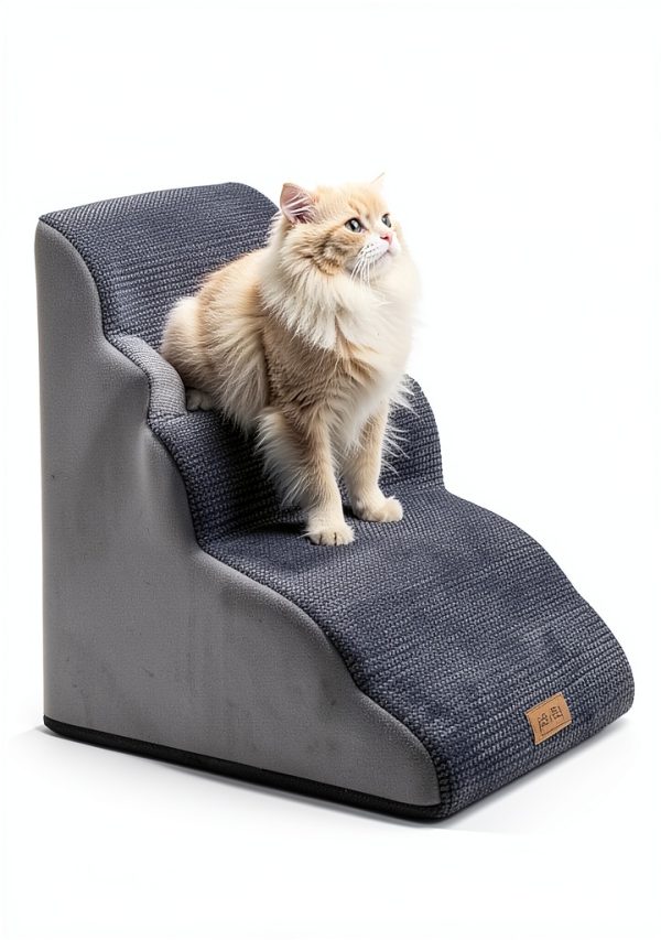 Dog Stairs COZY KISS Curved 4‑Step for Small Dogs Charcoal Grey 19.7"-5