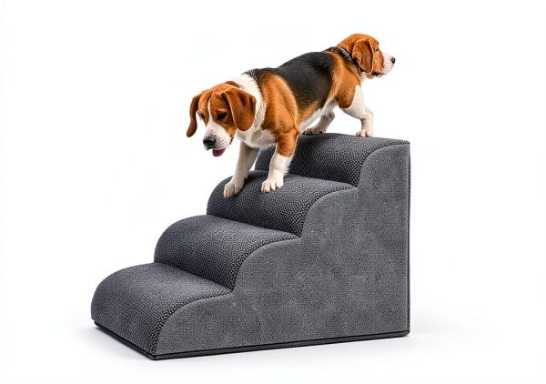 GoGoBunny Ramp Dog Stairs for Couch Sofa and Chair 15.7" H, 3-Step Pet Steps for Small Dogs and Cats, Non-Slip Waterproof Fabric Cover, Stable and Balanced Indoor Step, Pets Friendly, Grey-7