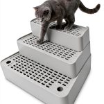 Tianhaom 3 Steps Cat Litter Box Step Light Grey Non Slip Ramp-0