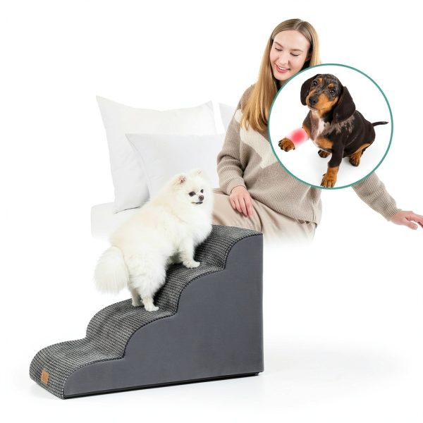 Dog Stairs COZY KISS Curved 4‑Step for Small Dogs Charcoal Grey 19.7"-2