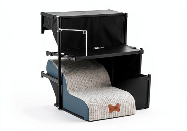 POCBLUE Dog Stairs for Small Dogs 15.7" H, Wide Pet Step for Couch/Sofas/Chairs, Curved Pet Ramps for Small Dogs & Cats with High-Density Foam and Washable Cover, 3-Step, Grey-3
