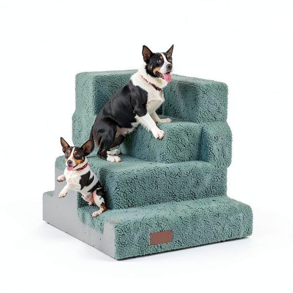 AKC 4-Step Pet Stairs – Durable, Non-Slip Steps for Small Dogs and Cats, Washable Cover, Simple No-Tool Assembly, Supports Up to 50 lbs-1