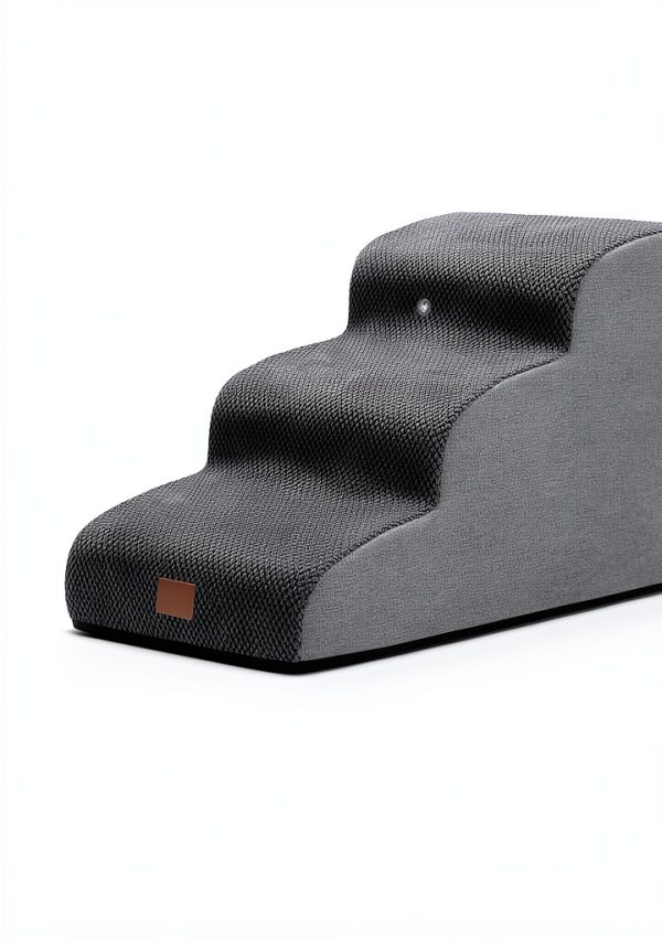 GoGoBunny Ramp Dog Stairs for Couch Sofa and Chair 15.7" H, 3-Step Pet Steps for Small Dogs and Cats, Non-Slip Waterproof Fabric Cover, Stable and Balanced Indoor Step, Pets Friendly, Grey-5