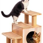 3-in-1 Pet Stairs by KinoTail Wood Cat Stairs with Condo Cave-0