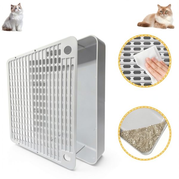 Tianhaom 3 Steps Cat Litter Box Step Light Grey Non Slip Ramp-4