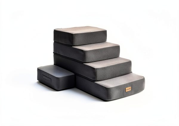 5-Step Adjustable Dog Stairs for High Beds, Dog Steps for Small Dogs and Cats, Foldable Pet Stairs for Bed Climbing, Non-Slip Pet Step Indoor, Grey-3