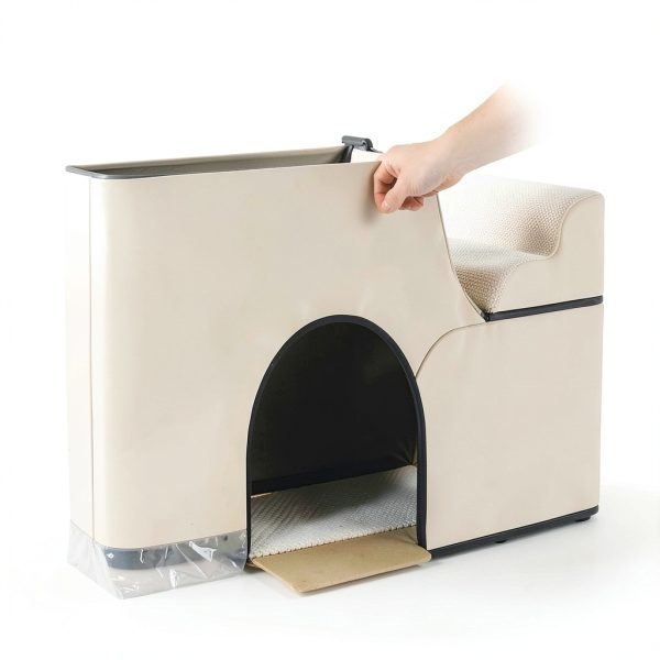 Extra Wide Dog Stairs with Tunnel by COZY KISS 5‑Step Beige-2