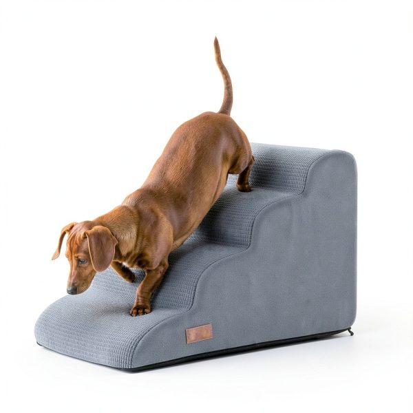 Dog Steps for Bed, 4-Step Dog Stairs Ramp for Small Dogs and Cats, Indoor Non-Slip Pet Stairs Suitable for Older, Short-Legged, and Puppy Dogs to Climb onto High Beds and Couch, 17.4" H,Grey-4