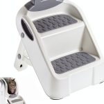 Cat Ramp Foxtell White Plastic Litter Box Double Layer Non-Slip Feet-0